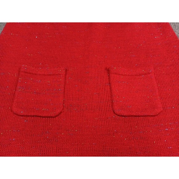 Faded Glory High Mock Neck Shirt Sleeve Sweater Dress Size L 10/12 Red Metallic - Picture 6 of 13